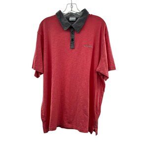 Columbia Men's Short Sleeve Polo Shirt Salmon/Gray Size XXL